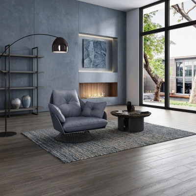 Sessel Design Grau Metall Relax Club Lounge Einsitzer Polster Stoff Leder