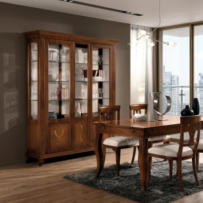 Vitrine Wohnzimmer Möbel Anrichte Massive Holz Vitrinen Glas Schrank Echtholz