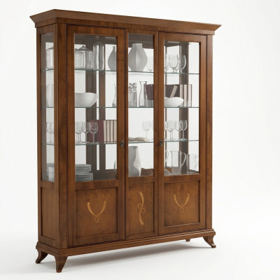 Vitrine Wohnzimmer Möbel Anrichte Massive Holz Vitrinen Glas Schrank Echtholz