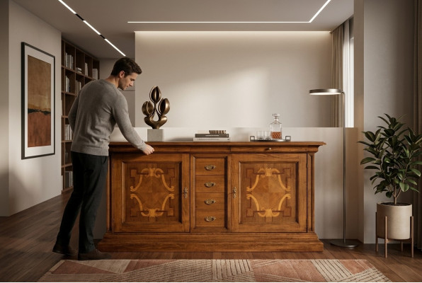 Luxus Italienische Holz Möbel Anrichte Kommode Barock Stil Sideboard Echtholz