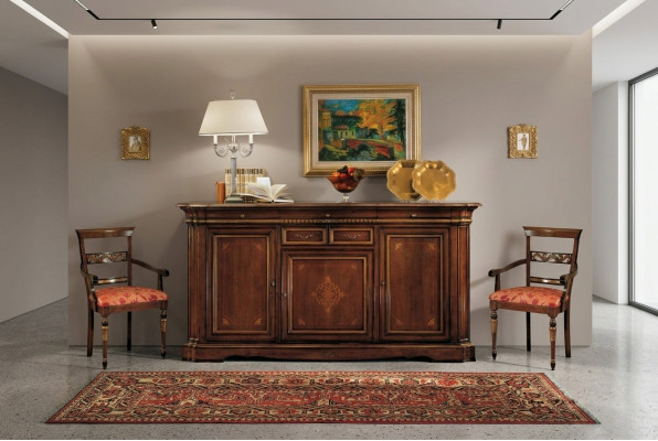 Anrichte Barock Stil Sideboard Echtholz Luxus Italienische Holz Möbel Kommode