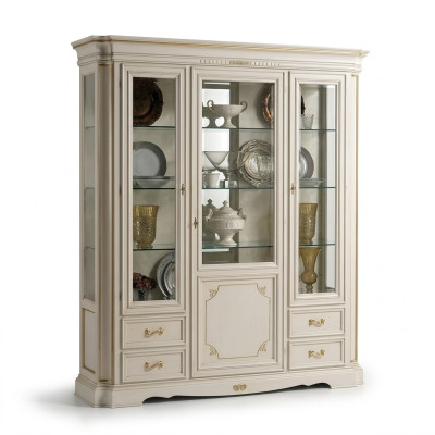 Vitrine Wohnzimmer Möbel Anrichte Massive Holz Vitrinen Glas Schrank Echtholz