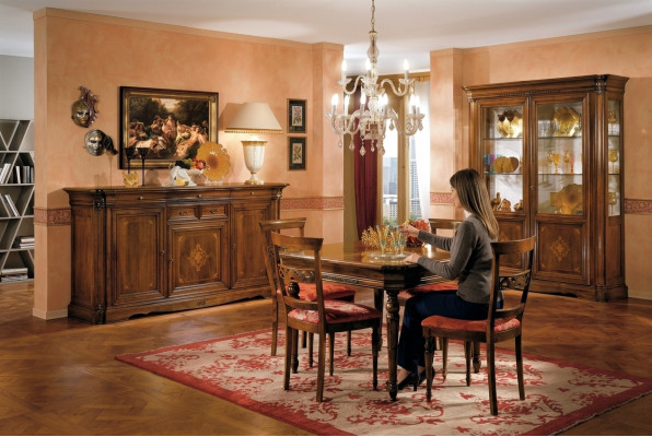 Esszimmer Set Esstisch 4x Stuhl Kommode Vitrine Garnitur Tisch Gruppe 7tlg Möbel