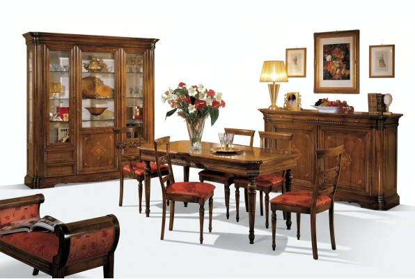 Design Esszimmer Set Garnitur 7tlg Holz Möbel Kommode 4x Stuhl Tisch Vitrine Neu