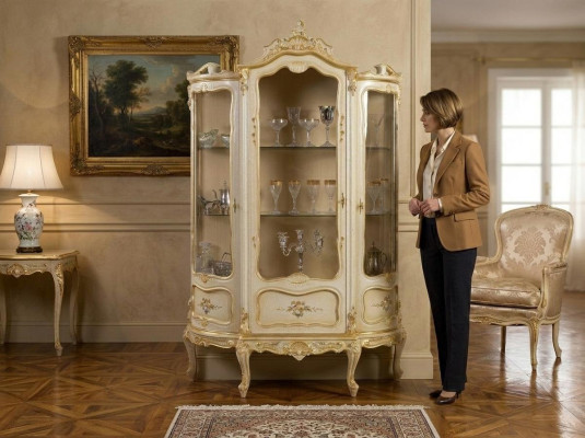 Wohnzimmer Schränke Design Schrank Möbel Glas Neu Vitrine 3 Tür Schrank Vitrinen