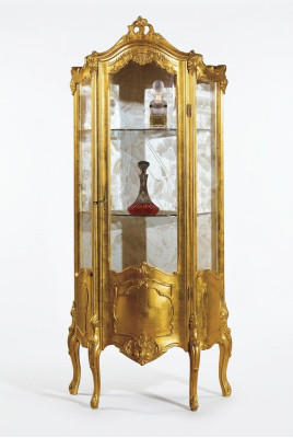 Goldene Holz Vitrine Schrank Glas Schränke Regal Vitrinen Italienische Möbel neu