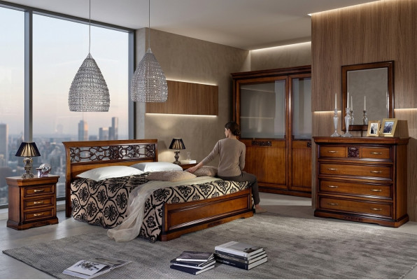 Schlafzimmer Bett Braun Luxus Möbel Vaccari cav giovanni Betten Massivholz Neu