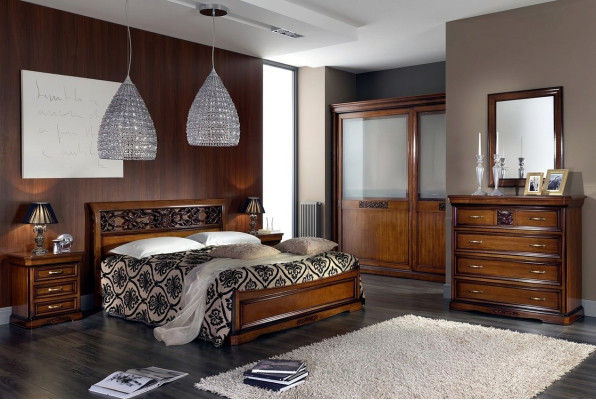 Schlafzimmer Bett Braun Luxus Möbel Vaccari cav giovanni Betten Massivholz Neu