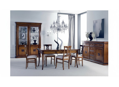 Esszimmer Set 7tlg. Esstisch Stuhle Kommode Vitrine Gruppe Garnitur Holz Braun