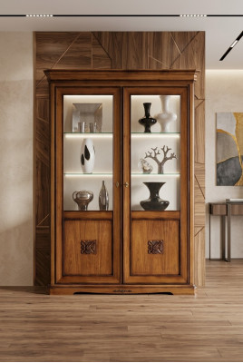 Vitrinen Glas Schrank Echtholz Vitrine Wohnzimmer Möbel Anrichte Massive Holz