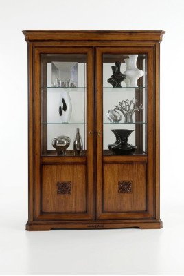 Vitrinen Glas Schrank Echtholz Vitrine Wohnzimmer Möbel Anrichte Massive Holz