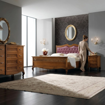 Italienisches Designer Schlafzimmer Bett 2x Nachttische Kommode 4tlg. Set Neu