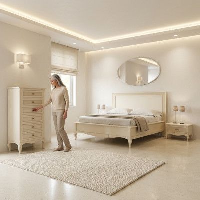 Italienisches Schlafzimmer Möbel Bett Nachttisch Massive Holz Betten Set 4tlg.