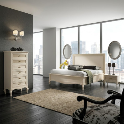 Italienisches Schlafzimmer Möbel Bett Nachttisch Massive Holz Betten Set 4tlg.