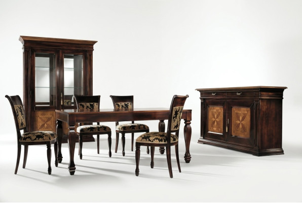 Esszimmer Set Garnitur Kommode Stühle 4x Vitrine Gruppe Essgarnitur Tisch 7tlg.