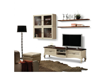 Wohnwand Set 7tlg. Wohnzimmer RTV Vitrine Regal Modern Garnitur Gruppe Holz Neu