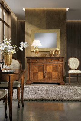 Kommode mit Spiegel Konsole Möbel Kommoden Schrank Design Luxus Sideboard 2tlg.