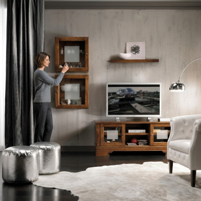 Wohnwand Set 3tlg. Wohnzimmer rtv Vitrine Anrichte Regal Luxus Wandschränke Neu