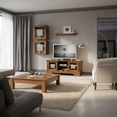 Wohnwand Set 3tlg. Wohnzimmer rtv Vitrine Anrichte Regal Luxus Wandschränke Neu