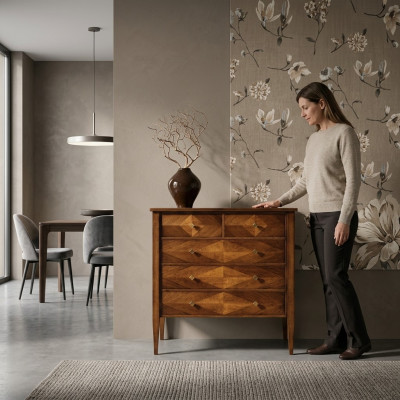 Wohnzimmer Set Kommode Spiegel Kommoden Garnitur Gruppe Holz Design Schrank Neu