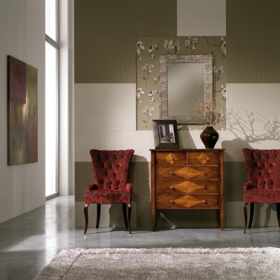 Wohnzimmer Set Kommode Spiegel Kommoden Garnitur Gruppe Holz Design Schrank Neu
