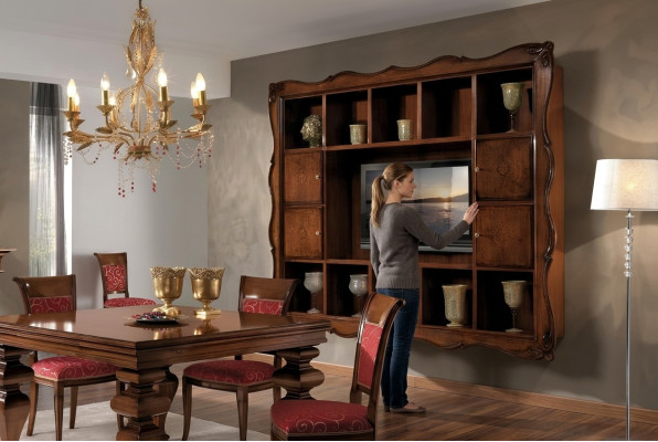Wohnzimmer Wandschrank Vitrine Holz Wohnzimmermöbel TV Schrank Wand Design Neu