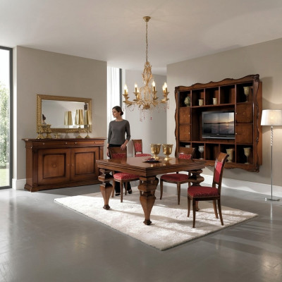 Design Esszimmer Set Garnitur Holz Möbel Kommode 4x Stuhl Tisch Komplett 7tlg.