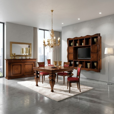 Design Esszimmer Set Garnitur Holz Möbel Kommode 4x Stuhl Tisch Komplett 7tlg.