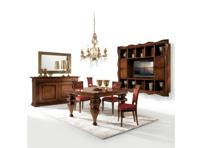 Design Esszimmer Set Garnitur Holz Möbel Kommode 4x Stuhl Tisch Komplett 7tlg.