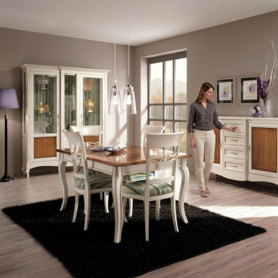 Esszimmer Set Garnitur Kommode Stühle 4x Vitrine Gruppe Essgruppe Vitrinen 7tlg.
