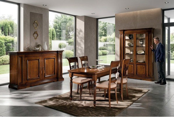 Esszimmer Set Garnitur Stühle 4x Vitrine Gruppe Essgruppe Vitrinen 7tlg. Kommode