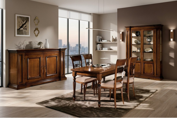 Esszimmer Set Garnitur Stühle 4x Vitrine Gruppe Essgruppe Vitrinen 7tlg. Kommode