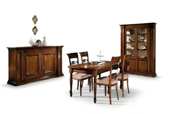 Esszimmer Set Garnitur Stühle 4x Vitrine Gruppe Essgruppe Vitrinen 7tlg. Kommode