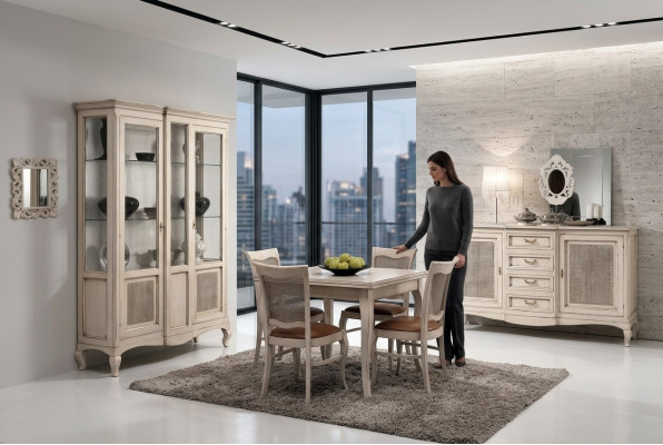 Holz Vitrinen Glas Schrank Echtholz Anrichte Vitrine Wohnzimmer Möbel Massive