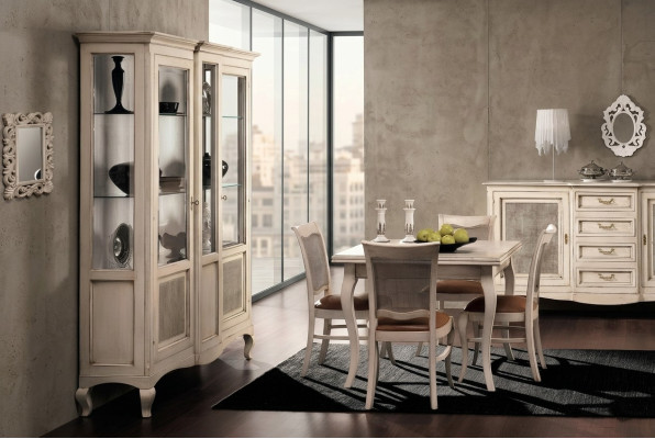 Holz Vitrinen Glas Schrank Echtholz Anrichte Vitrine Wohnzimmer Möbel Massive