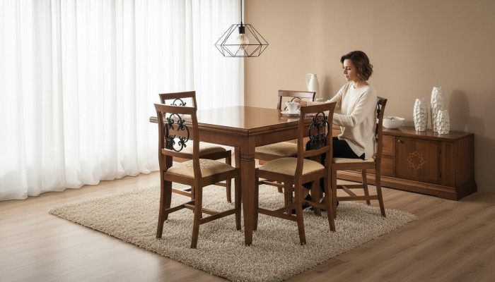 Garnitur Tisch Essgruppe 5 tlg. Tische Neu Garnitur Esstisch 4 x Stuhl Set Möbel
