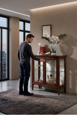 Vitrine Schrank Vitrinen Wohnzimmer Schränke Anrichte Italienische Möbel Holz