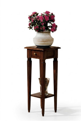 Holz-Blumenständer in Braun mit Schublade und Regal