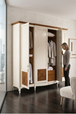 Schrank Echtholz Kleiderschrank Massive Schlafzimmer Möbel Italien Holzschrank