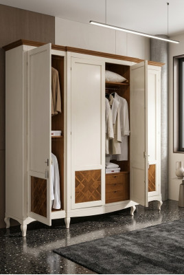Schrank Echtholz Kleiderschrank Massive Schlafzimmer Möbel Italien Holzschrank