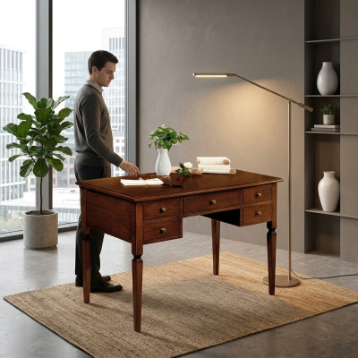 Antiker Schreibtisch Englischer Tische Massivholz Tisch Sekretär Büro Office Neu