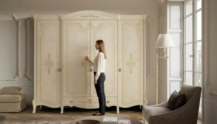 Kleiderschrank Schrank Echtholz Massive Schlafzimmer Möbel Italien Holzschrank