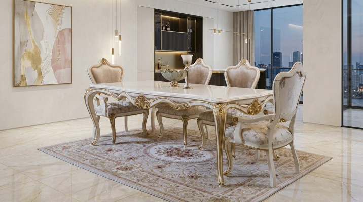 Esszimmer Esstisch Stuhl Set Gruppe Garnitur Tisch Garnitur Luxus 5tlg.