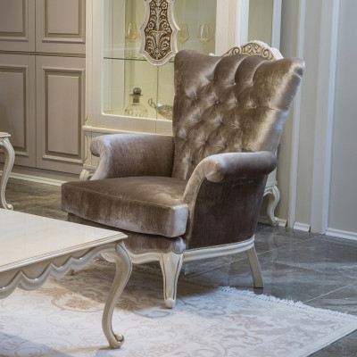 Luxus Design Sessel klassischer Thron Sessel Wohnzimmer chesterfield Neu