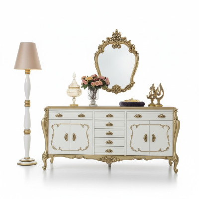 Sideboard Kommoden Anrichte Möbel Schrank Garnitur Set 2tlg Kommode Spiegel Neu