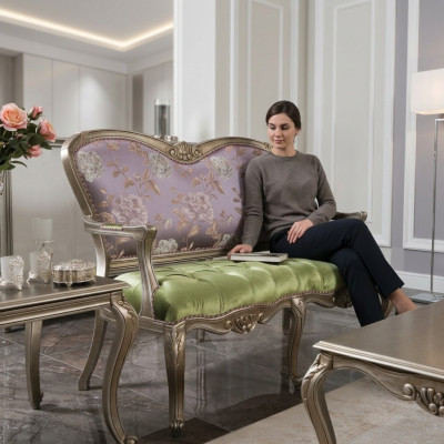 Barock Rokoko Bank Sofa Bunte Bänke Couch Klassische Möbel Chesterfield