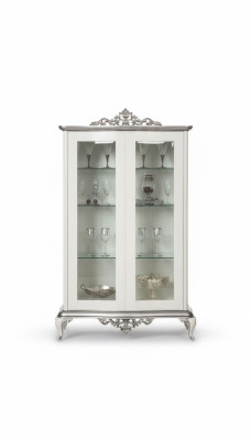 Vitrine Weiß Glasschrank Design Klassische Schrank Luxus Holz Möbel
