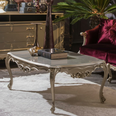 Silberner Couchtisch Kaffeetisch Design Tisch Wohnzimmer Tische