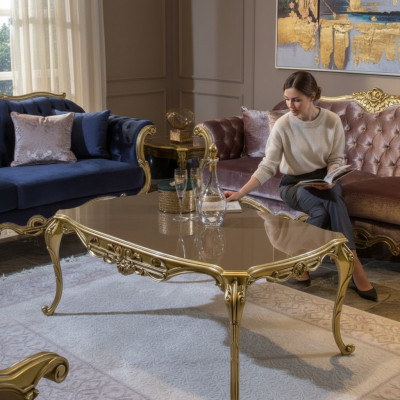 Goldener Couchtisch Beistelltisch Kaffeetisch Design Tisch Wohnzimmer