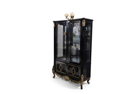 Möbel Glasschrank Luxus Vitrine Holz Vitrinen Schränke Regale Schwarz